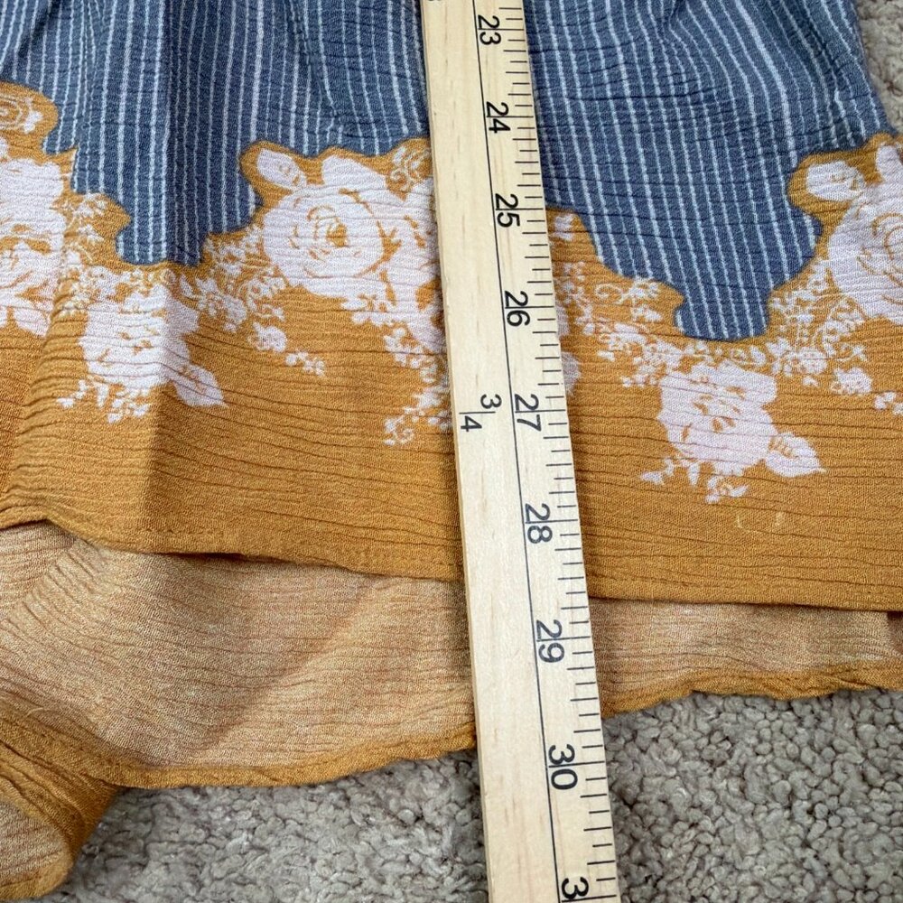 Free People Mini Dress Womens M Blue Gold Bohemian Lightweight Pockets Tunic Top - Picture 4 of 7